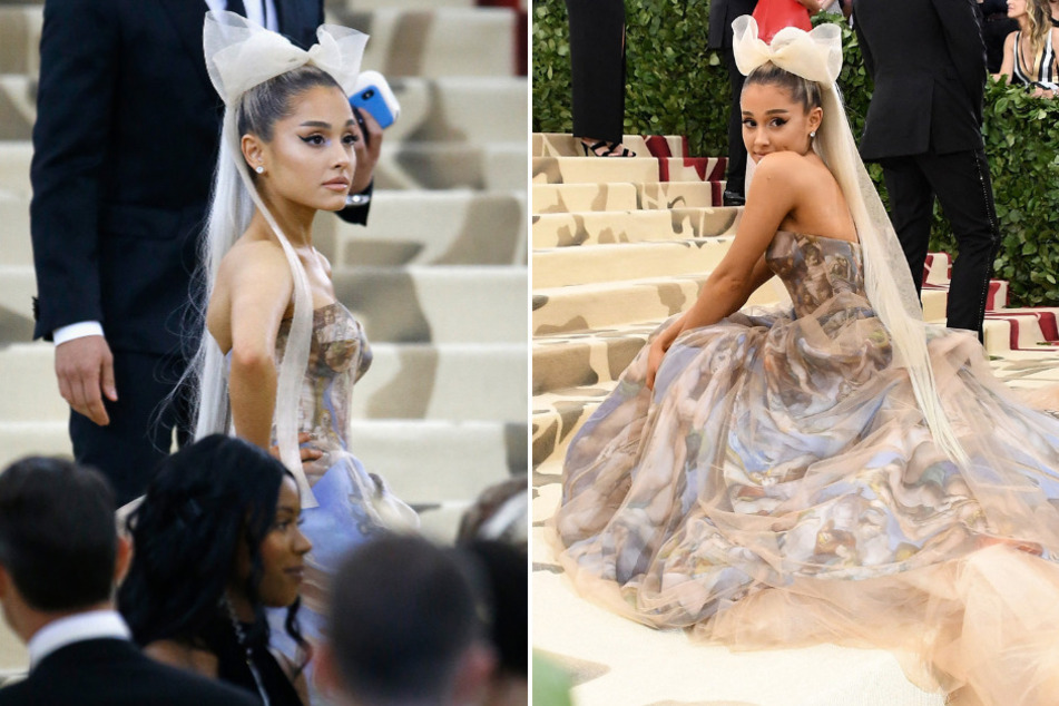 Ariana Grande wore a Sistine Chapel Vera Wang dress at the 2018 Met Gala in New York City.