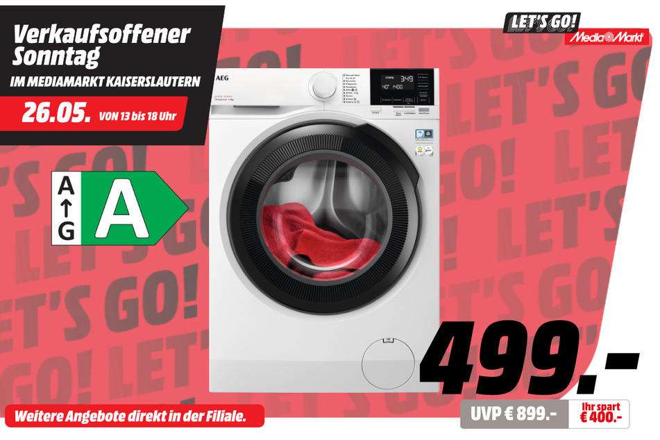 AEG-Waschmaschine für 499 statt 899 Euro.