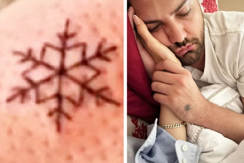 2023 machte Jimi Blue Ochsenknecht aus einem Schneeflöckchen-Tattoo einen Kompass.