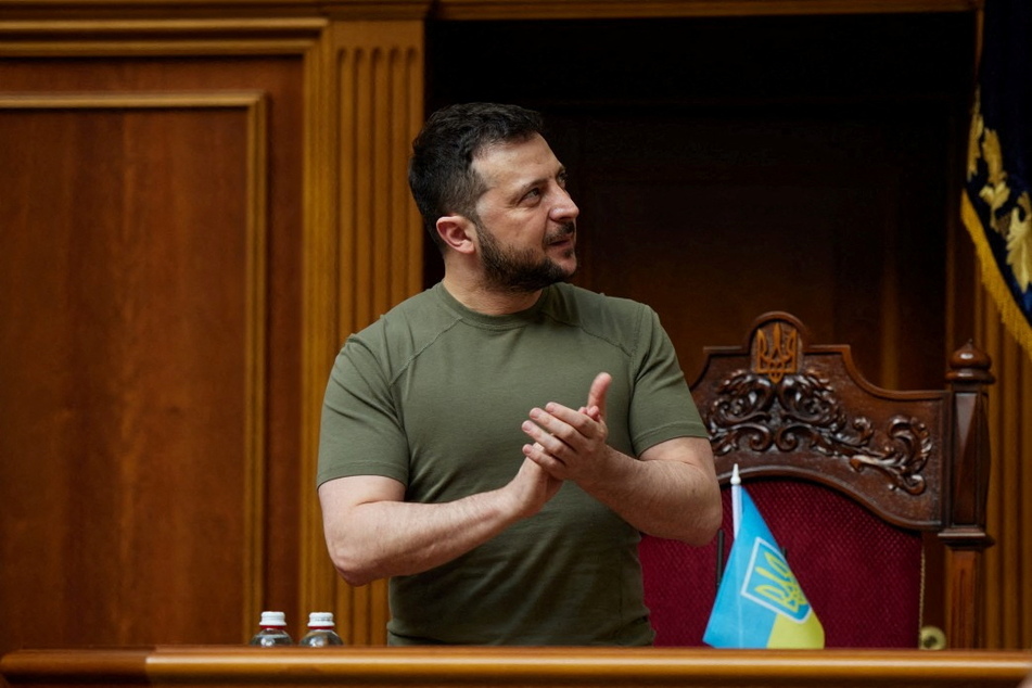 Ukrainian President Volodymyr Zelensky during a session of the Ukrainian parliament.