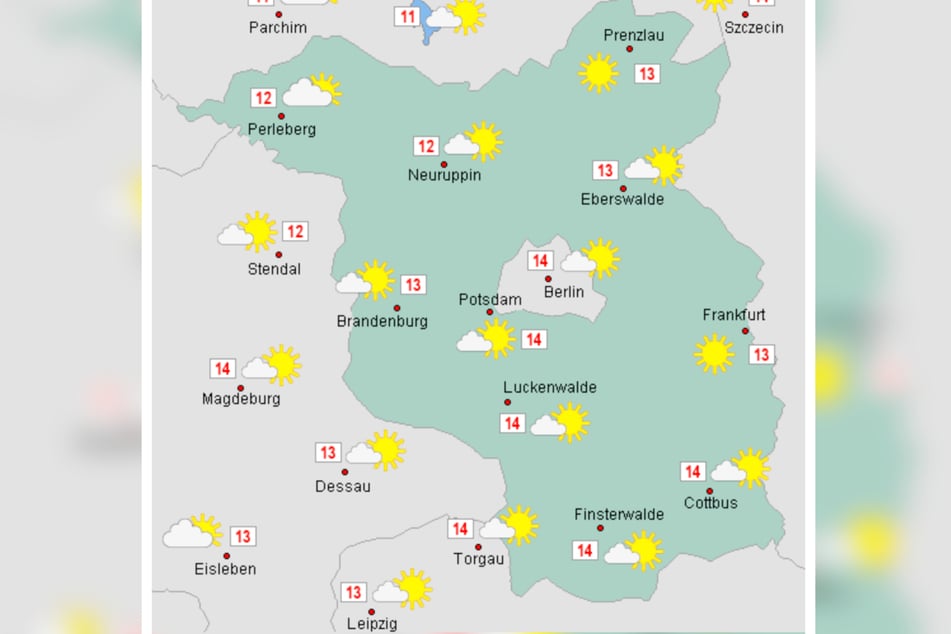 In Berlin werden es am Montag laut Prognose bis zu 14 Grad.