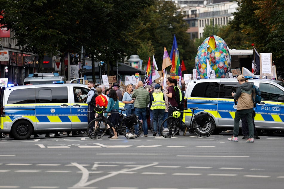 Die Polizei war vor Ort, um die Demonstration abzusichern.