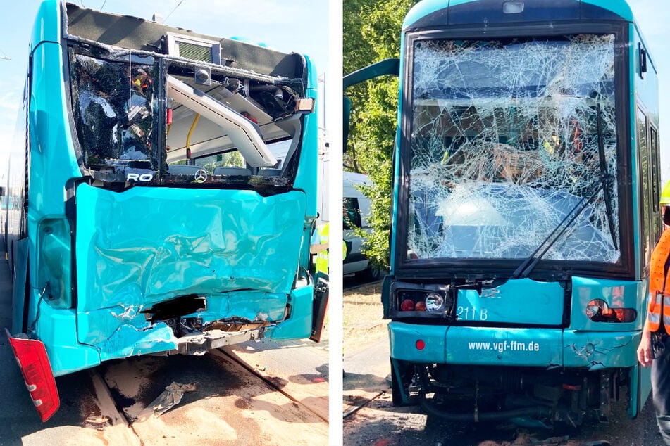 Acht Verletzte in Frankfurt: Straßenbahn kracht in Linienbus