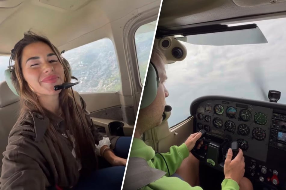 Sarah Engels (32) will sich demnächst auch selbst ans Flugzeug-Steuer wagen.