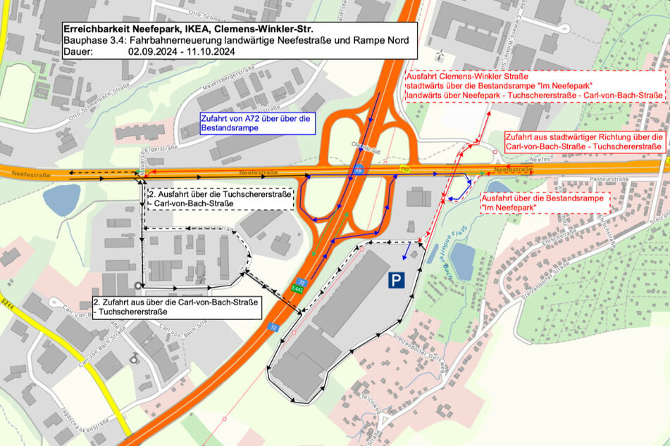 Übersichtsgrafik der möglichen Fahrbeziehungen ab Montag, den 2. September.