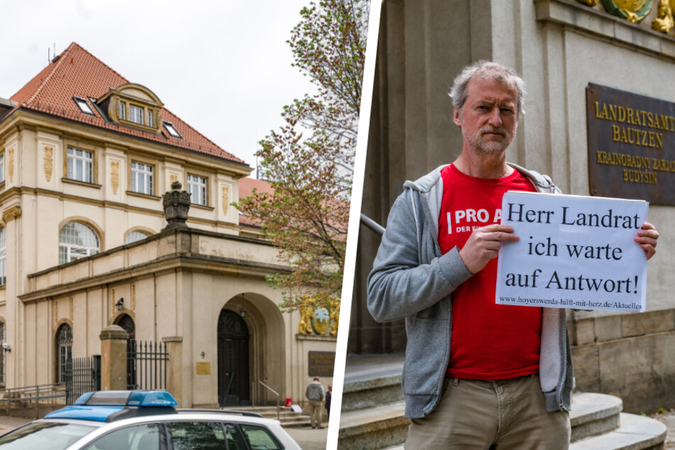 Mit Kräutertee und Schild: Ein Pfarrer im Hungerstreik beim Landrat