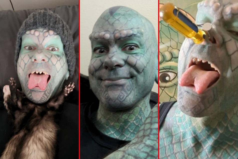 Erik Sprague has modified his body extensively, with the goal to become a real-life lizard.