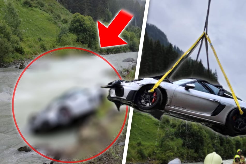 Riskantes Überholmanöver: Miet-Porsche kracht in Fluss