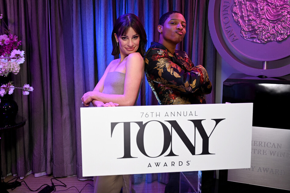 Broadway icons Lea Michele (l) and Myles Frost announced the 76th annual Tony Award nominations from the Sofitel Hotel in New York City on Tuesday.
