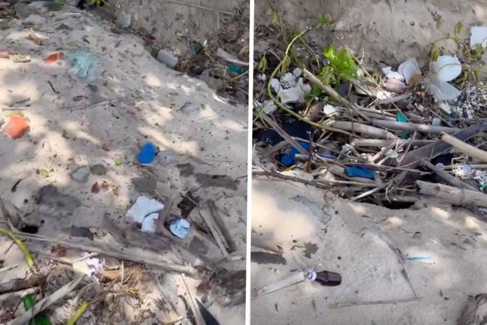 Polusi sejauh mata memandang - sebagian besar sampah plastik menjijikkan dikumpulkan di sebuah lubang.