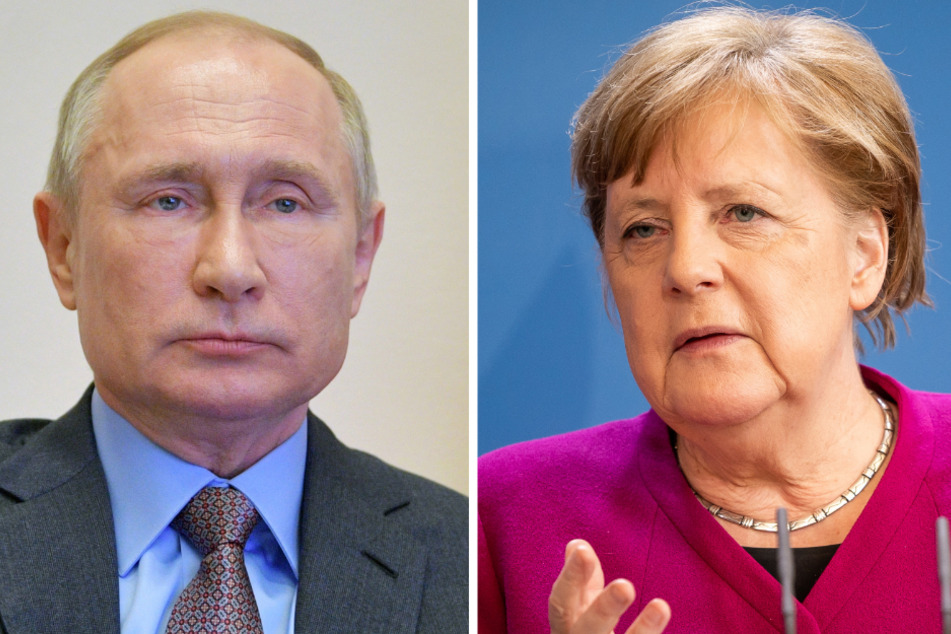 Wladimir Putin, Präsident von Russland und Bundeskanzlerin Angela Merkel (66, CDU). (Bildmontage)