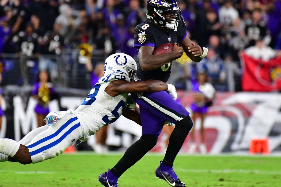 Ravens quarterback Lamar Jackson scored four touchdowns in Baltimore's win over Indianapolis on Monday night.