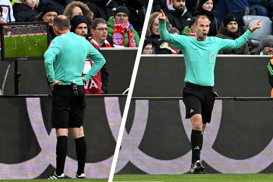 Schiedsrichter Marco Fritz erkennt den Führungstreffer von Werder nach Sichtung einer Szene wieder ab.