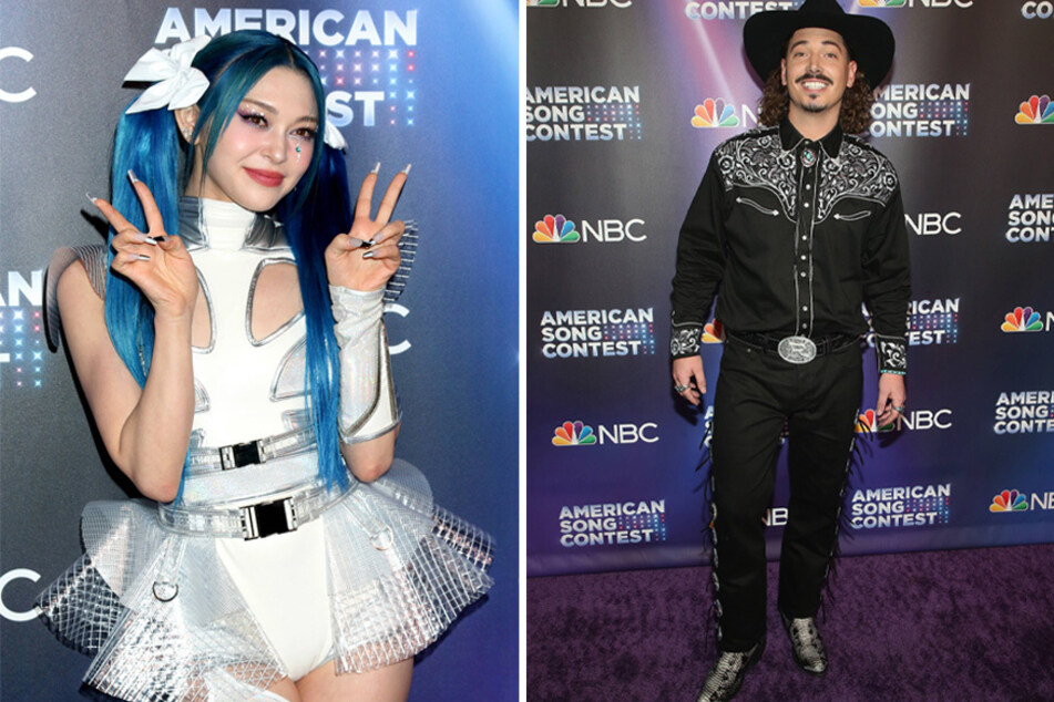 K-pop singer Alexa from Oklahoma (l.) and country-western rapper Ryan Charles (r.) took the stage on Monday's premiere of American Song Contest.