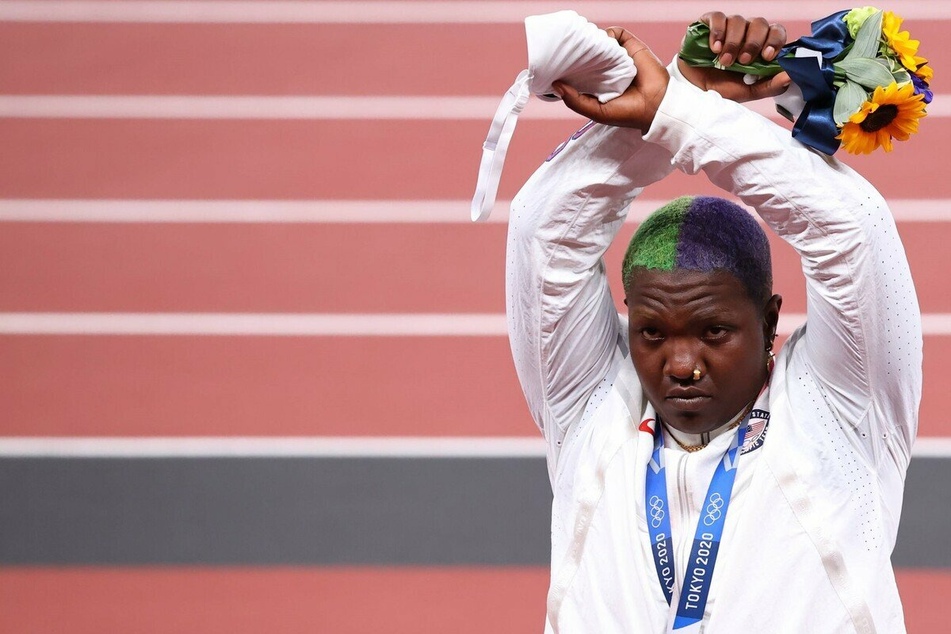 Raven Saunders, shot-putter for the United States, won silver on Sunday and also showed support for various oppressed people at the medal ceremony