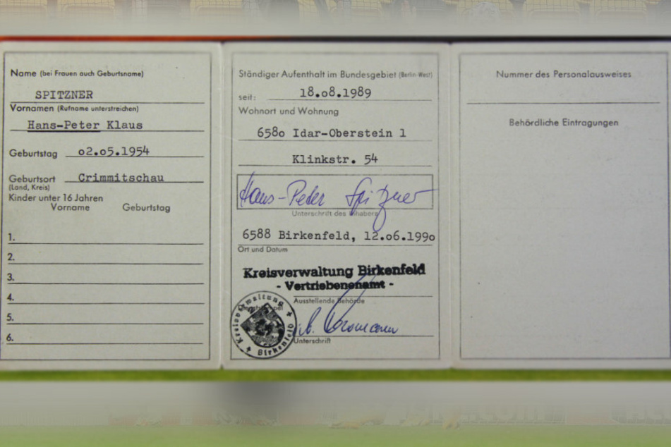 Der erste Westausweis von Hans-Peter Spitzner in Idar-Oberstein.