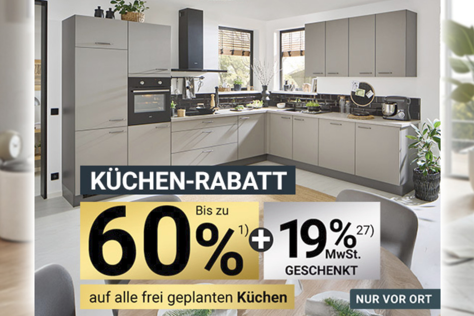 Zurbrüggen'de Pre-Sale-Black-Shopping kapsamında, serbestçe tasarlanmış mutfaklarda %60'a varan indirimler sunuluyor.¹