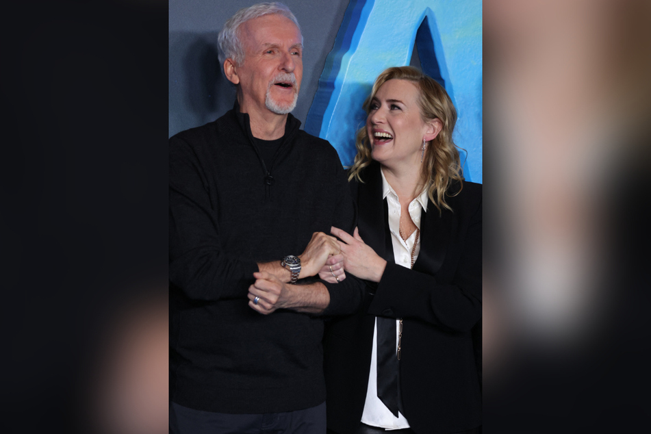 The Avatar sequel has brought together actor Kate Winslet and director James Cameron (l.) for the first time on set since the 1997 blockbuster Titanic.