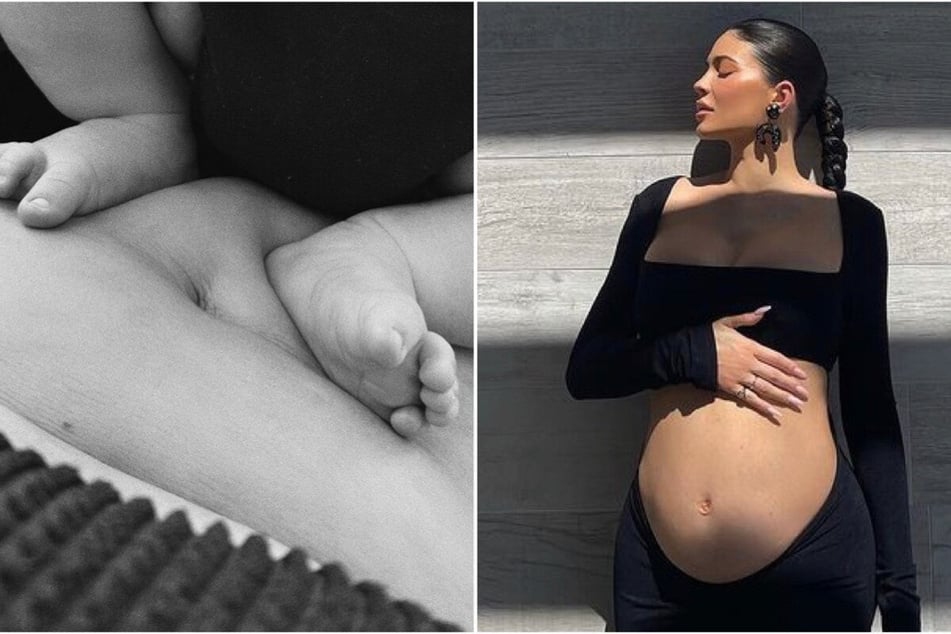 Kylie Jenner shares touching first look at baby Wolf