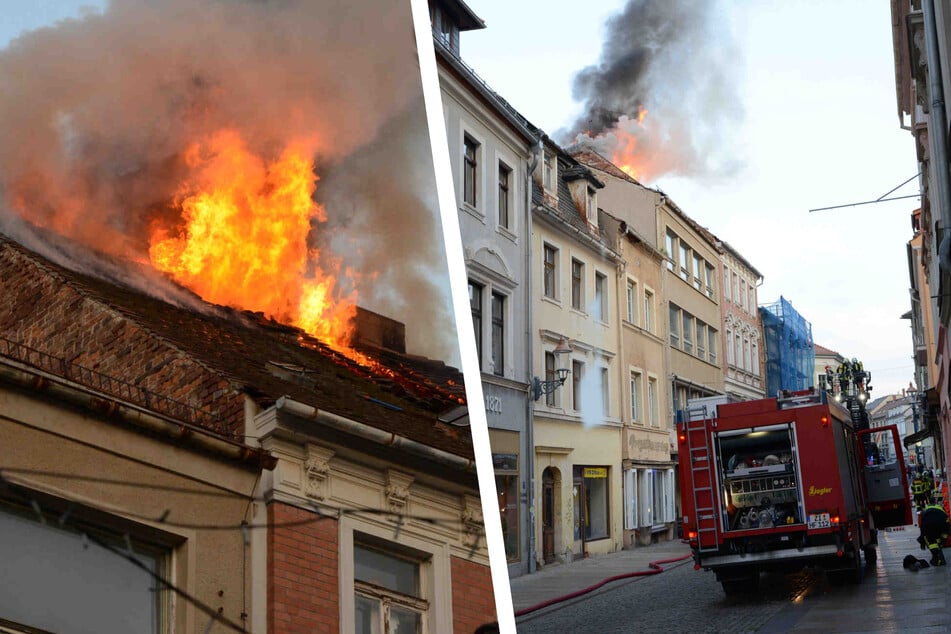 Dachstuhl in Zittau steht in Flammen: 100 Feuerwehrleute stundenlang im Einsatz