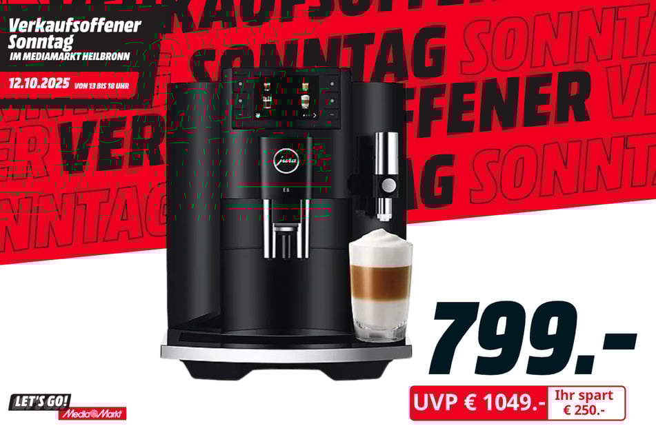 Jura-Kaffeevollautomat E8 (EC) für 799 statt 1.049 Euro.