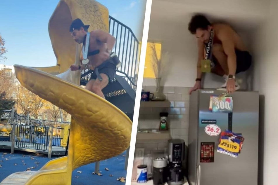 Egal ob auf dem Kühlschrank, in der Mülltonne oder im Klo: Dieser Mann läuft überall fünf Kilometer