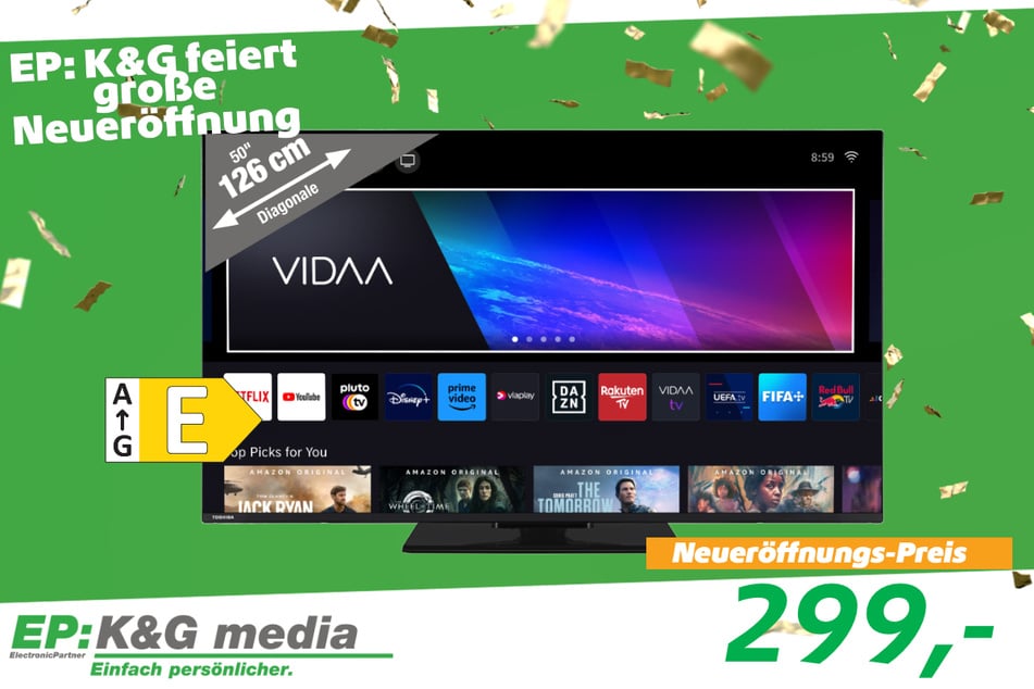 50-Zoll Toshiba-Fernseher für 299 Euro.