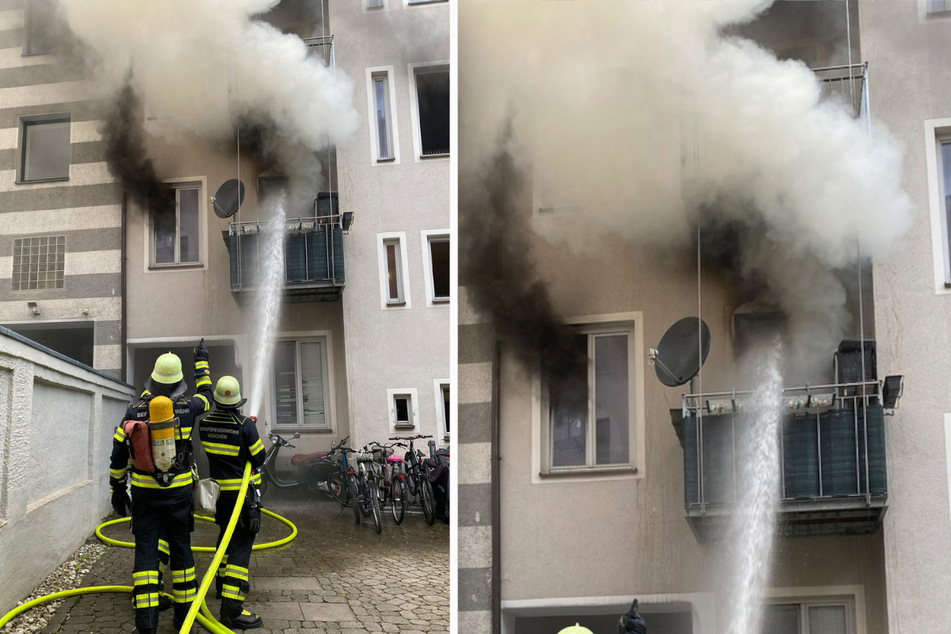 Über den Hinterhof löschte die Feuerwehr das Feuer im Wohnhaus in der Lindwurmstraße.