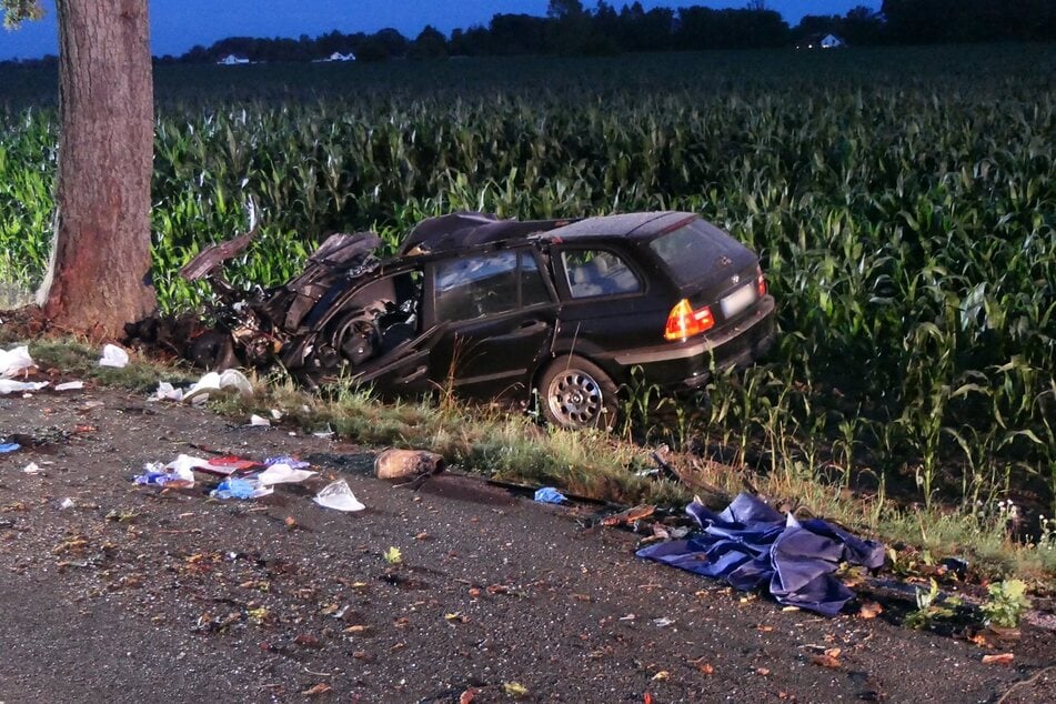 Der BMW krachte mit voller Wucht gegen einen Baum.