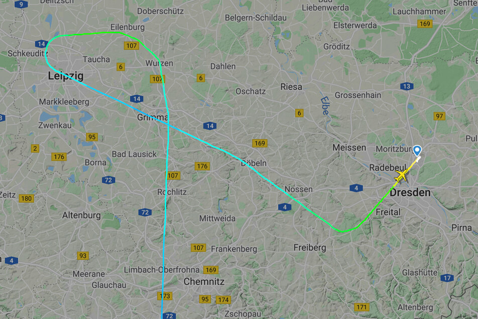 Der Eurowings-Flug steuerte erst Leipzig an und danach sein eigentliches Ziel.