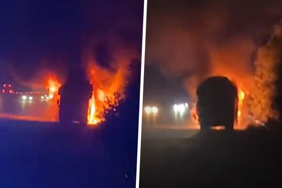 Ein Video des brennenden Teambusses machte im Netz die Runde.