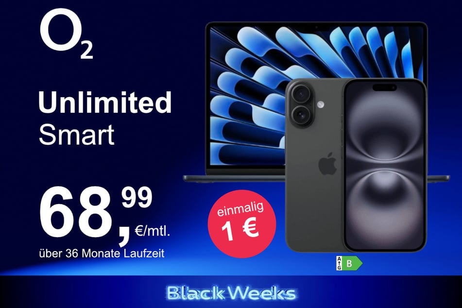 Das iPhone 16 mit MacBook Air 13 im Bundle für nur 1 Euro exklusiv bei o2.