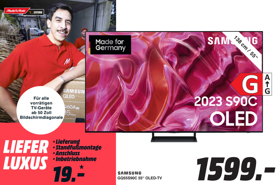 55-Zoll Samsung-Fernseher GQ55S90CAT für 1.599 Euro.