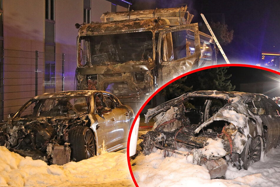 Dresden: Zwei Fahrzeuge in Flammen: Polizei ermittelt wegen Brandstiftung