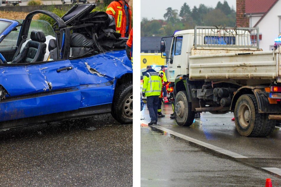 Auto und Lkw kollidieren: Eine Frau verletzt sich schwer