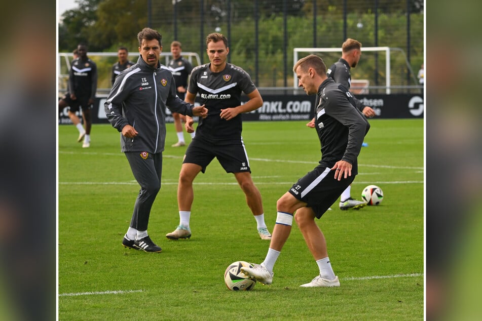 Nach fast drei Tagen Pause stiegen Niklas Hauptmann (25, r.) und Co. am Montagnachmittag wieder ins Training ein. Die Vorbereitung auf 1860 läuft.