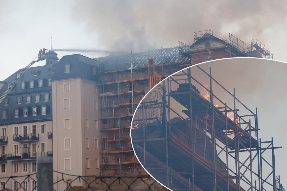 Chemnitz: Dichter Rauch steigt empor: Feuerwehr kämpft gegen Flammen auf Baustelle in Flöha!
