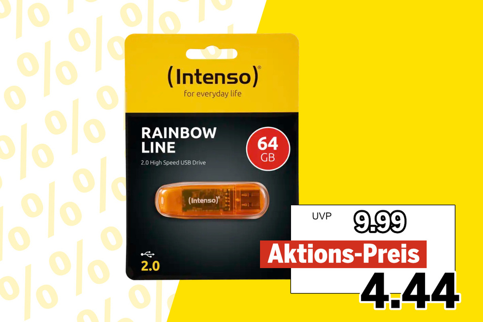 Intenso Rainbow Line 64GB USB Drive für 4,44 Euro.