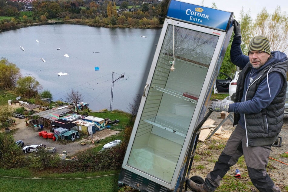 Dresden: Umzugs-Irrsinn an der Kiesgrube hat begonnen: 70 Meter weiter darf Wasserski-Betreiber öffnen