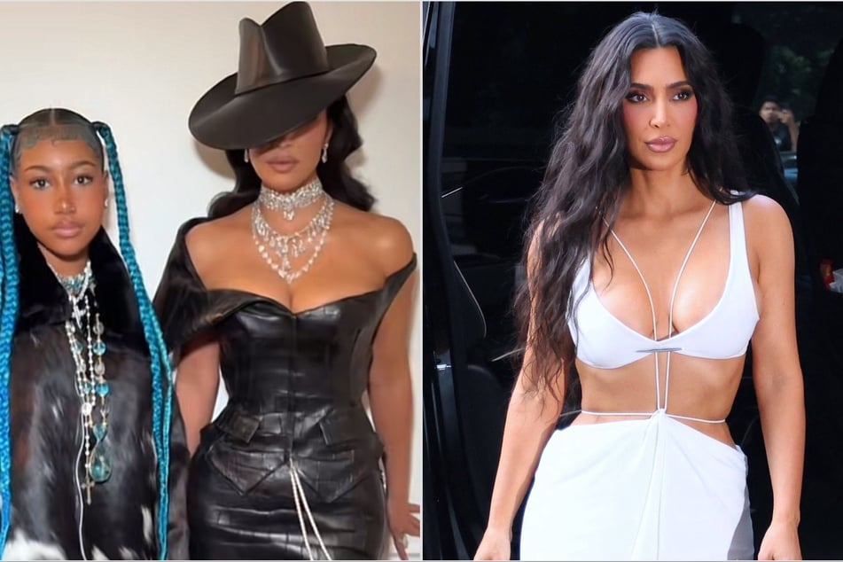 Kim Kardashian has come under fire after North West's (l.) dermal piercing was spotted by fans.