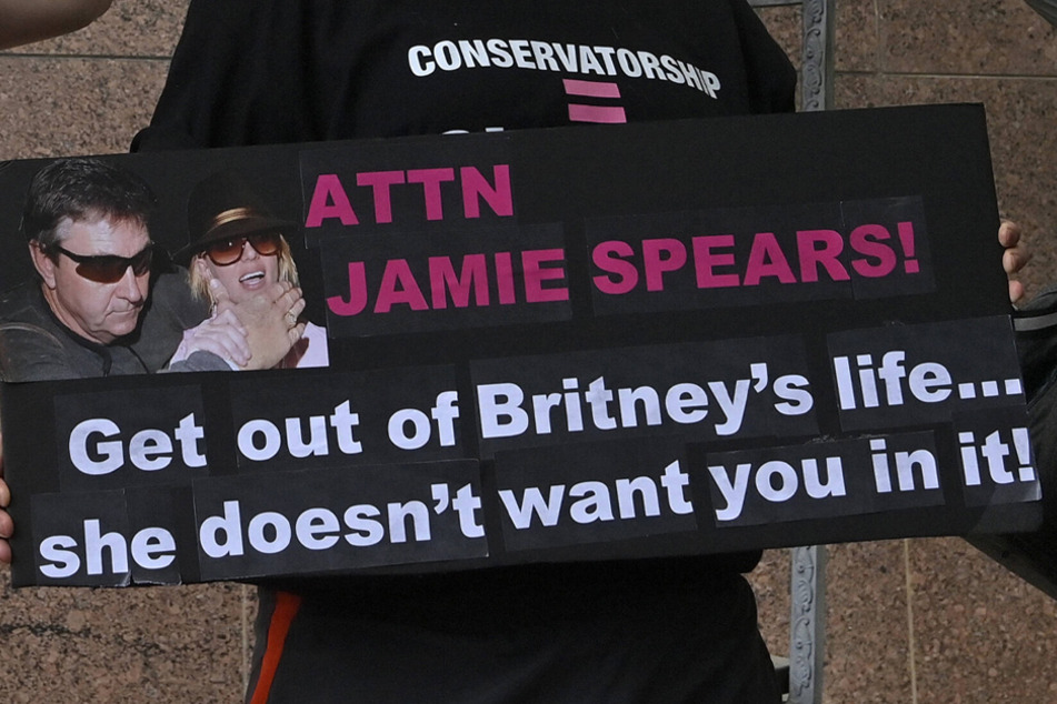 Fans show their support of singer Britney Spears outside a courthouse in Los Angeles, California on Wednesday, June 23, 2021.