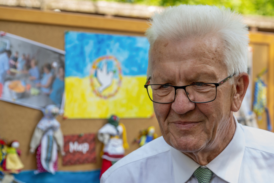 Winfried Kretschmann (74) in der Friedrichsau am ukrainischen Nationalfeiertag.