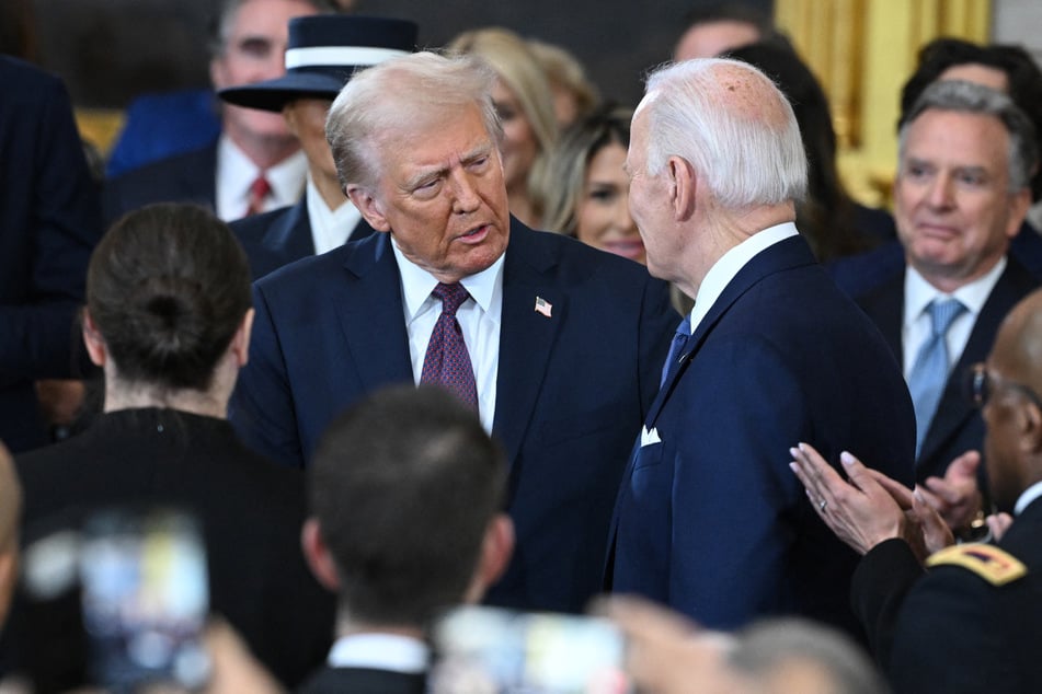 President Donald Trump (l.) said people shouldn't feel sorry for his predecessor, Joe Biden, who was diagnosed with cancer.