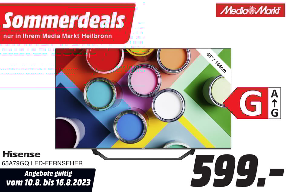 65-Zoll Hisense-Fernseher für 599 Euro.
