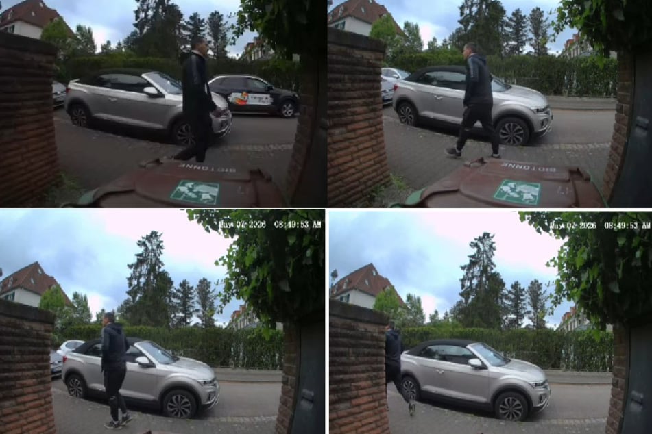 Eine Überwachungskamera hat den gesuchten Mann aus mehreren Winkeln aufgenommen.