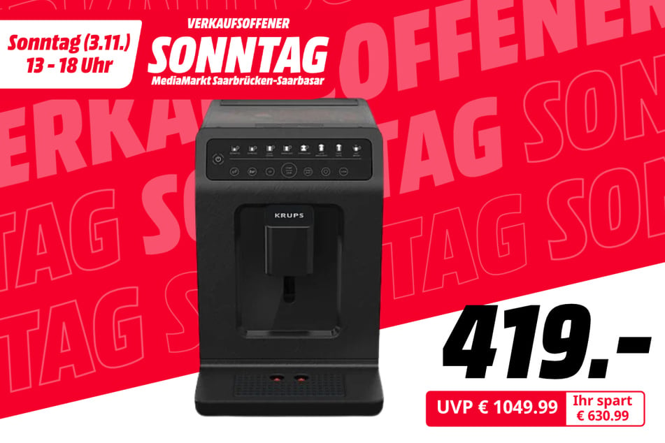 Krups-Kaffeevollautomat für 419 statt 1.049,99 Euro.