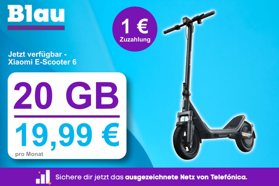 Der Xiaomi Electric Scooter 6 für einmalig 1 Euro bei Blau.