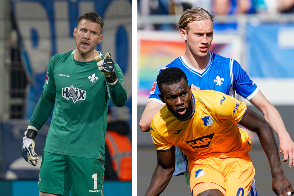 Darmstadt-Keeper Marcel Schuhen (31, l.) und Innenverteidiger Christoph Klarer (23), hier im Zweikampf mit Hoffenheims Schmidt (30), führten nach dem Abpfiff einen energischen Disput.