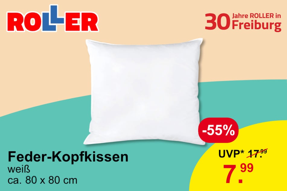 Feder-Kopfkissen für 7,99 statt 17,99 Euro (UVP)*.