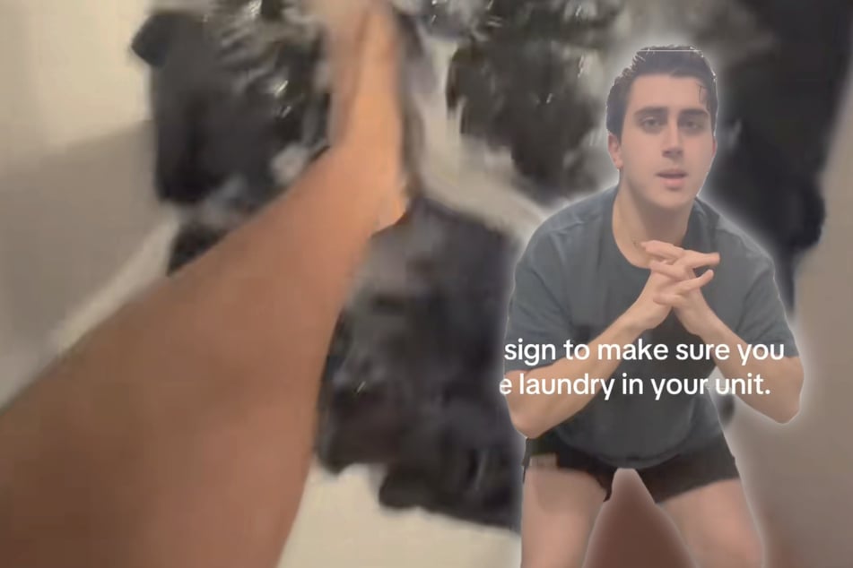 ¡Pisar, dar pasitos, saltar! Elie se topó con la mugre en su ropa a la antigua usanza.